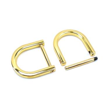 Imagem de VersaKits 4 peças anéis D parafuso em forma de U anel D DIY couro artesanato bolsa chaveiro acessórios (20 mm, ouro K)