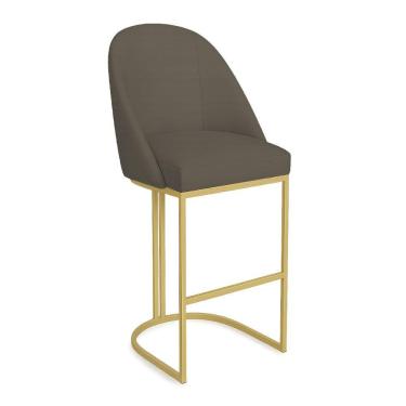 Imagem de Banqueta Alta Bela Suede Base Metálica Industrial Dourado - Pallazio Cor Marrom Rato