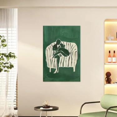 Imagem de 1 peça abstrata pessoas grande esmeralda verde listra impressão de arte de parede para decoração de casa, download digital minimalista, 30,5 x 45,7 cm, sem moldura