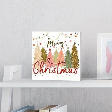 Imagem de 1 peça de placas e placas decorativas de PVC de Natal, presente ideal de 10 cm para decoração criativa de escritório e mesa, adequado para aniversário, dia de ação de graças, ano novo (árvore de Natal