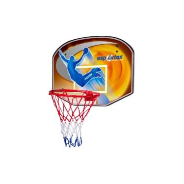 Imagem de Tabela de Basquete Infantil, Aro Metálico com Rede, 60cm x 55cm x 18cm, Material Ferro e Plástico, para Crianças Acima de 6 Anos, Montagem na Parede