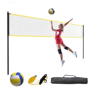 Imagem de Tioutbot Conjunto de rede de voleibol de 80 metros para uso externo, rede de vôlei independente com design ajustável de altura e bolsa de transporte, vôlei, bomba – Equipamento de treinamento portátil