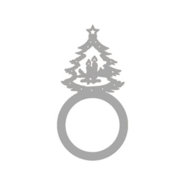 Imagem de Porta Guardanapo árvore De Natal Kit Com 4 Peças 4,5cmx8,5cm - Cria Arte Laser Cinza Claro