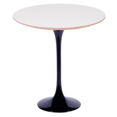 Imagem de Mesa Lateral Oval Fórmica Branca 57x38cm - Base Preta