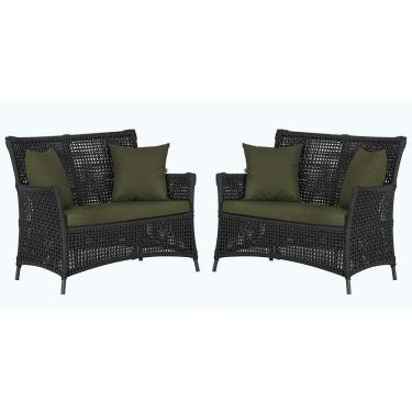 Imagem de 2 Sofás área Externa Igapó Alumínio Preta Corda Náutica E13 Preto