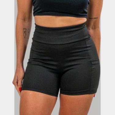 Imagem de Shorts Fitness com Dois Bolso Laterais pra Celular Cós Alto de Alta Co