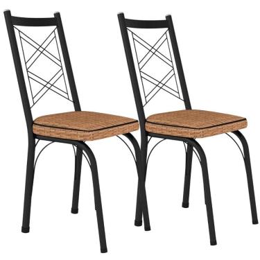 Imagem de Kit 2 Cadeiras Tubular Europa 143 Preto Assento Artef Rattan