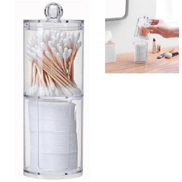 Imagem de Organizador Acrílico Porta Algodão Cotonetes 2em1 Banheiro - Inter