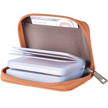 Imagem de Carteira com zíper para cartão de crédito com compartimentos para cartão, Marrom, Slim