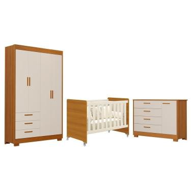 Imagem de Dormitório Infantil Zaki Guarda Roupa, Cômoda E Berço Evolution Areia Reller Móveis Areia Fosco-savana