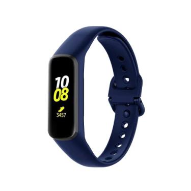 Imagem de PANDA BOBO Pulseiras de substituição compatíveis com Samsung Galaxy Fit2 SM-R220, pulseiras de silicone ajustáveis clássicas compatíveis com Samsung Galaxy Fit2 (azul)