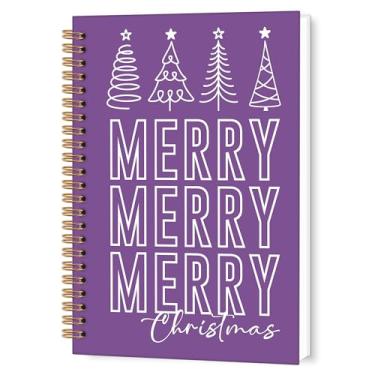 Imagem de TWRVI Caderno espiral roxo Feliz Natal, árvore de Natal de inverno, pautado na faculdade, material escolar, cadernos de Natal, 14 x 21 cm, 164 páginas