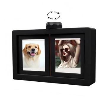 Imagem de Moldura giratória compatível com câmera instantânea Polaroid, comporta 12 a 24 fotos (5,3 x 8,4 cm), preto e branco (preto)