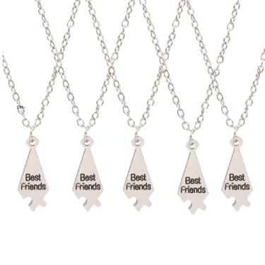 Imagem de DATOA 4/5/6/7/8 peças, vários quebra-cabeças, Best Friends Forever, conjunto de pingente de coração gravado de aço inoxidável, colares de amizade, presentes para melhores amigas e homens, 16in, Zinco