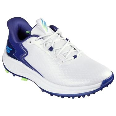 Imagem de Skechers Tênis masculino Blade Grip Flex Spikeless impermeável para golfe, Branco/Azul marinho/azul, 11.5