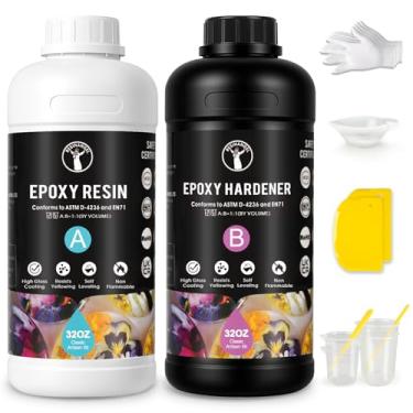 Imagem de ResinAngel Kit de resina epóxi 1,8 g – Acabamento cristalino, proporção de mistura de 1:1, sem bolhas e autonivelante para artesanato DIY, marcenaria, joias, arte em resina e muito mais