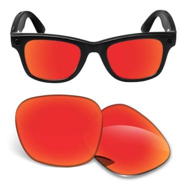 Imagem de Lentes de substituição de 1,5 mm compatíveis com óculos de sol inteligentes Ray-Ban Meta Wayfarer RW4006 50 mm - laranja vermelho polarizado