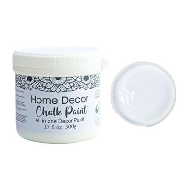 Imagem de JAJADO Tinta de giz branco de 500 ml para móveis, acabamento ultra fosco para móveis de armário de madeira, sem necessidade de cera, tinta não tóxica para decoração de casa, para madeira, armário