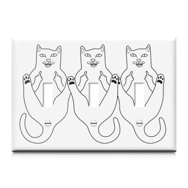 Imagem de Placa decorativa para interruptor de luz de gato engraçada, placas de parede triplas, 3 gangs, para banheiro, quarto, cozinha, decoração de casa, capas de tomada