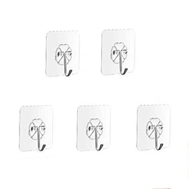 Imagem de Gancho de pendurar para cozinha, banheiro, sugador, sem costura, impermeável, ganchos de parede transparentes (5 peças)