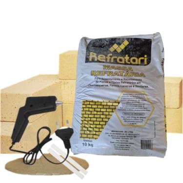 Imagem de Kit 2 Massa Refrataria Seca 10kg (Cada) Para Churrasqueira/Forno/Tijolo/Plaqueta/Fogão a Lenha + Brinde