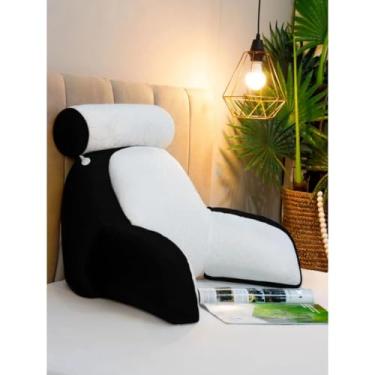 Imagem de Almofada de Descanso Apoio lombar Travesseiro Encosto de costas para leitura na Cama, Almofada de Pescoço multiuso Ergonômico em Pelúcia 55cm x60cm (PRETO)