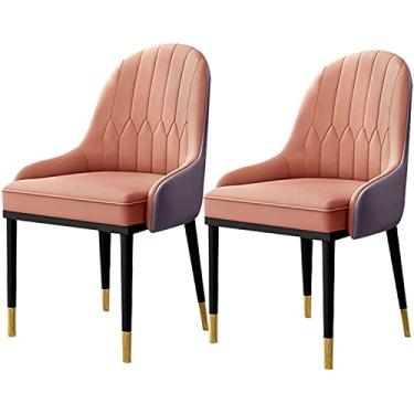 Imagem de Conjunto de cadeiras de jantar – Cadeiras de canto de cozinha, conjunto de 2 cadeiras de jantar modernas, cadeiras de sala de estar de cozinha, cadeira lateral de assento macio de couro PU com pernas