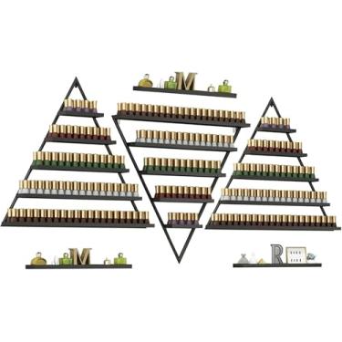 Imagem de Prateleiras de armazenamento de esmalte de parede de metal, 6 peças, prateleira de exibição de esmalte triangular, cosméticos, batom, perfume, organizadores de óleos essenciais para salão de beleza de