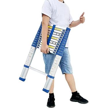 Imagem de Escada telescópica para subir até a escada de extensão do sótão ou sótão, reparando luzes de teto molduras penduradas escada telescópica telescópica para casa, capacidade de 150 kg (tamanho