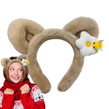 Imagem de Faixas de cabeça para cabelo feminino | Fitas de cabelo antiderrapantes, lindas faixas de cabelo antiderrapantes com orelhas de urso, acessórios para proteção contra lavagem do rosto, estilo diário