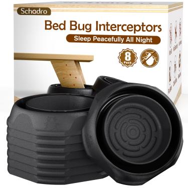 Imagem de Interceptores de percevejos de cama, pacote com 8 armadilhas para percevejos, detector de insetos para cama, sofá e todos os móveis. Monitor 24/7, proteção de 360° para o sono tranquilo da sua família