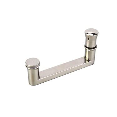 Imagem de Maçaneta de porta de chuveiro de aço inoxidável maçanetas de porta de vidro de substituição de 145 mm maçaneta de vidro de furo a furo (tamanho: 145 mm)