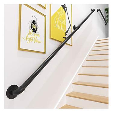Imagem de Barra de corrimão de parede de 0,3 m a 6 m para degraus - ferro escuro - fácil instalação para escadas internas externas varanda deck trilho de mão (tamanho: 4 m)