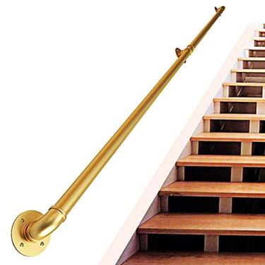 Imagem de SENNIAN Corrimãos de escadas, suportes de parede de ferro forjado, corrimão de corrimão de escada de metal, trilho de mão de deck de varanda de escadas para interior e exterior, kit de barra de apoio