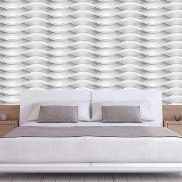 Imagem de Papel De Parede Geométricos Ondas 3D Autocolante Lavável - LRP