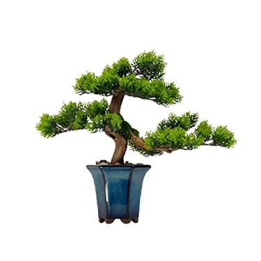 Imagem de Plantas artificiais em vaso de árvores pequenas bonsai artificiais, vaso de plantas, bonsai sintético, para exibição de mesa de jardim no peitoril da janela, bonsai de 28 cm de plantas artificiais