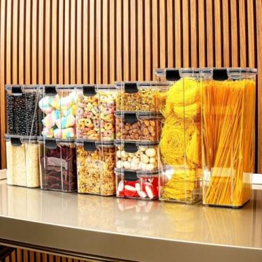 Imagem de Monte seu Kit Pote Hermético para Mantimentos de Cozinha Dispensa Armário Plástico (Kit 11-12 Potes)