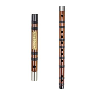 Imagem de Flauta de bambu instrumento de sopro de madeira tradicional C D E F G chave chinesa flauta transversal Dizi com estojo (cor: tecla F)