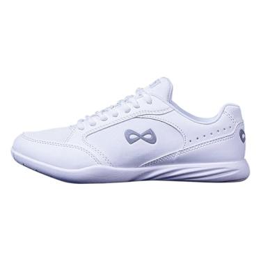 Imagem de Nfinity Tênis feminino premium – Sapatos de torcida respiráveis, leves e flexíveis – Palmilha de espuma viscoelástica para conforto superior – Tênis esportivo sem medo, Desempenho branco, 35 BR