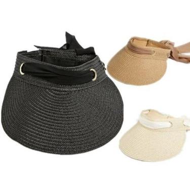 Imagem de Viseira De Praia Femenina Entrasado  Ilhós E Laço Moda Verao - mmmagaz