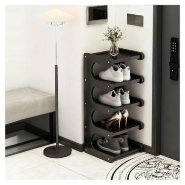 Imagem de SPXMQSS Sapateira de bambu, prateleira de sapateira de 4/5/6 níveis livre, armazenamento de armário de sapatos para entrada, prateleira de exibição multifuncional, economia de espaço, para entrada