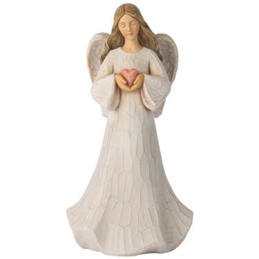 Imagem de Vineyard Carvings Estatuetas de anjo da guarda - Escultura pintada à mão estátua de anjo curativo decoração de mesa para casa, presentes de anjo para mulheres, casamento, aniversário ou dia dos