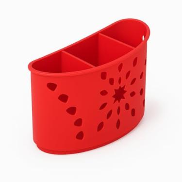 Imagem de 1 bandeja para talheres, 3 divisórias, escorredor de talheres durável em liga de níquel (Vermelho)