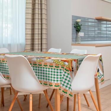 Imagem de Toalha de Mesa Plástica Térmica Impermeável para 4 6 e 8 Lugares Toalha Retangular Antiderramamento para Cozinha e Sala (ROÇA,8 Lugares)