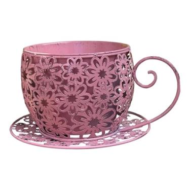 Imagem de Ｂｅｓｇａ Vaso de flores colecionável e criativo em ferro para jardim, ideal para pátio ou casa de campo, Rosa