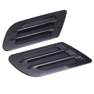 Imagem de GALPADA 2 peças de adesivos pretos de fluxo de ar de ventilação lateral para decoração de carro, acabamento de grade abdominal, fácil instalação adesiva para SUvs e veículos