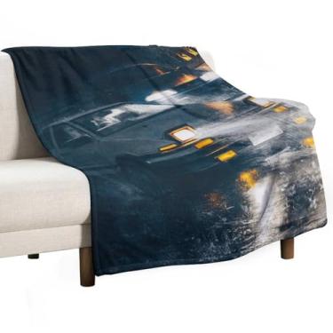 Imagem de HouLaiZhe Cobertor Super Macio Flanela AE86 Chuva Noite Drift Cool JDM Carro Leve Cobertor de Refrigeração para Sofá-Cama Cadeira Sofá Carro Viagem ao Ar Livre Leve Quente 76 cm x 127 cm