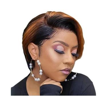 Imagem de HAIRJOY Peruca curta e reta de cabelo sintético para mulheres afro-ame