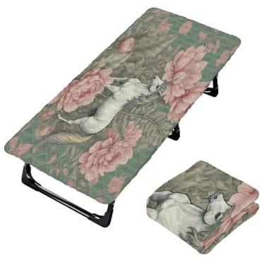 Imagem de Burbuja Cavalo em lençol de berço de flores para crianças, lençol de cochilo acolchoado portátil com faixa elástica para meninas e meninos, lavável na máquina, 63,5 x 127 cm