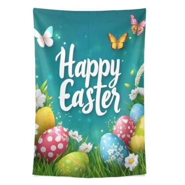 Imagem de STAYTOP Tapeçaria linda tapeçaria de ovos de páscoa para decoração de casa decoração de dormitório sala de estar quarto tapete de parede (80 × 60 pol)